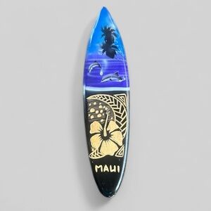 Maui Mini surfboard hand carved painted 15 inches Hawaiian art wall hanging